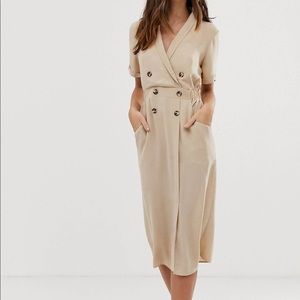 ASOS Double Breasted Camel Work Dress